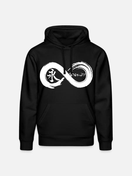 Oändlig symbol och evighet på japanska (vit) - Ekologisk luvtröja DRUMMER unisex från Stanley/Stella - svart