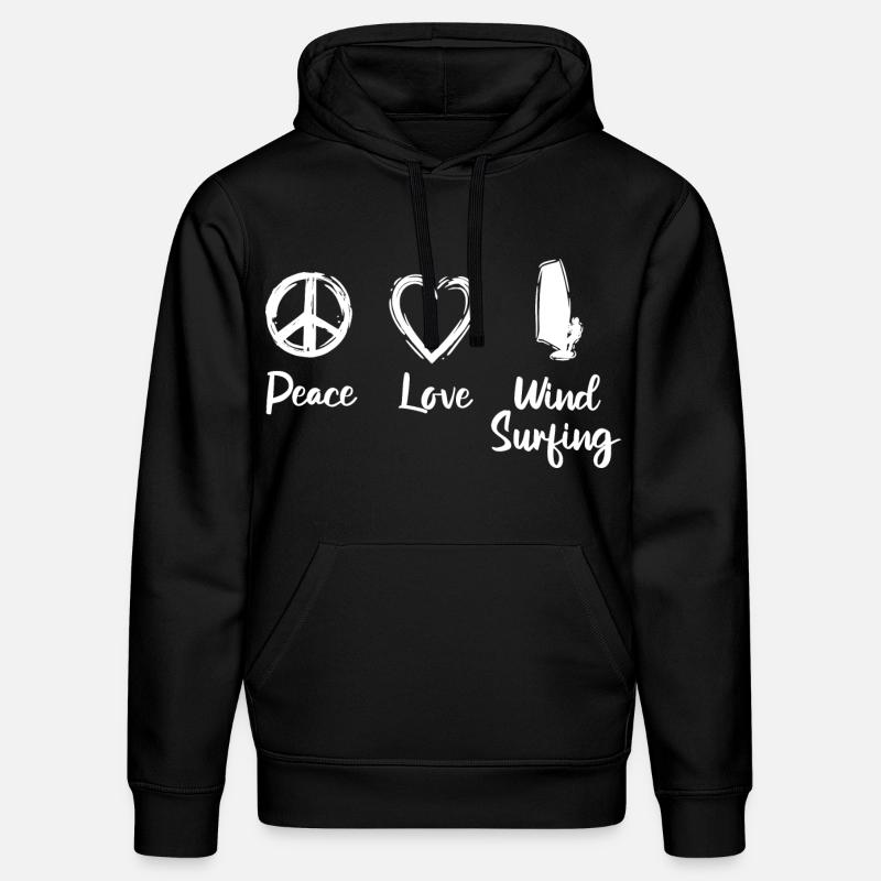 Peace Love Wind Surf - Sweat à capuche bio DRUMMER Stanley/Stella Unisexe - noir
