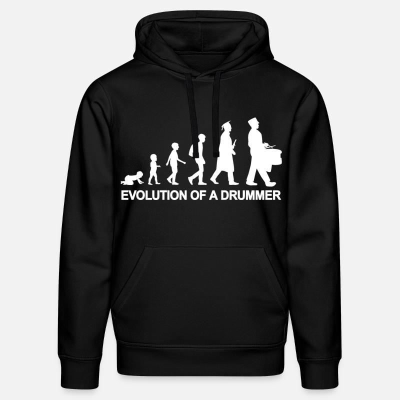 Évolution du batteur - Sweat à capuche bio DRUMMER Stanley/Stella Unisexe - noir