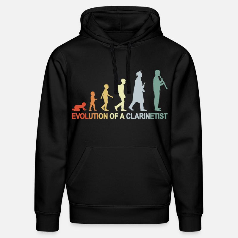 Évolution de la clarinette - Sweat à capuche bio DRUMMER Stanley/Stella Unisexe - noir
