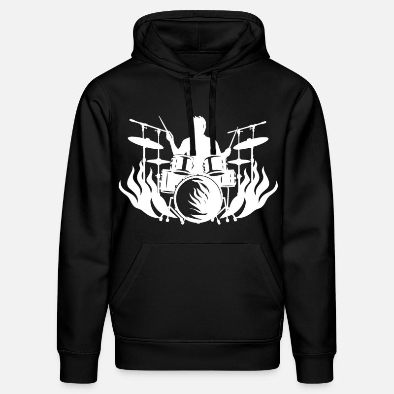 Dessin du batteur - Sweat à capuche bio DRUMMER Stanley/Stella Unisexe - noir