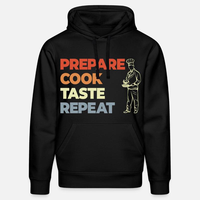 Préparer Cuire Goûter Répéter - Sweat à capuche bio DRUMMER Stanley/Stella Unisexe - noir