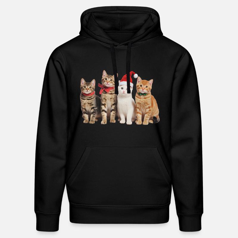Chat à Noël - Sweat à capuche bio DRUMMER Stanley/Stella Unisexe - noir