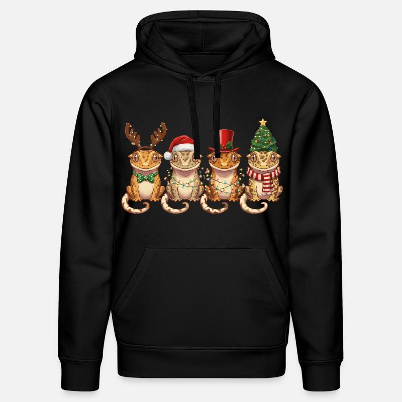 Kronengecko Weihnachtsmann Weihnachtsbeleuchtung - Stanley/Stella Unisex Bio-Hoodie DRUMMER  - Schwarz