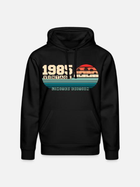 40-års fødselsdag 1985 Vintage 1985 Retro Solnedgang - Stanley/Stella DRUMMER økologisk unisex-hoodie - sort