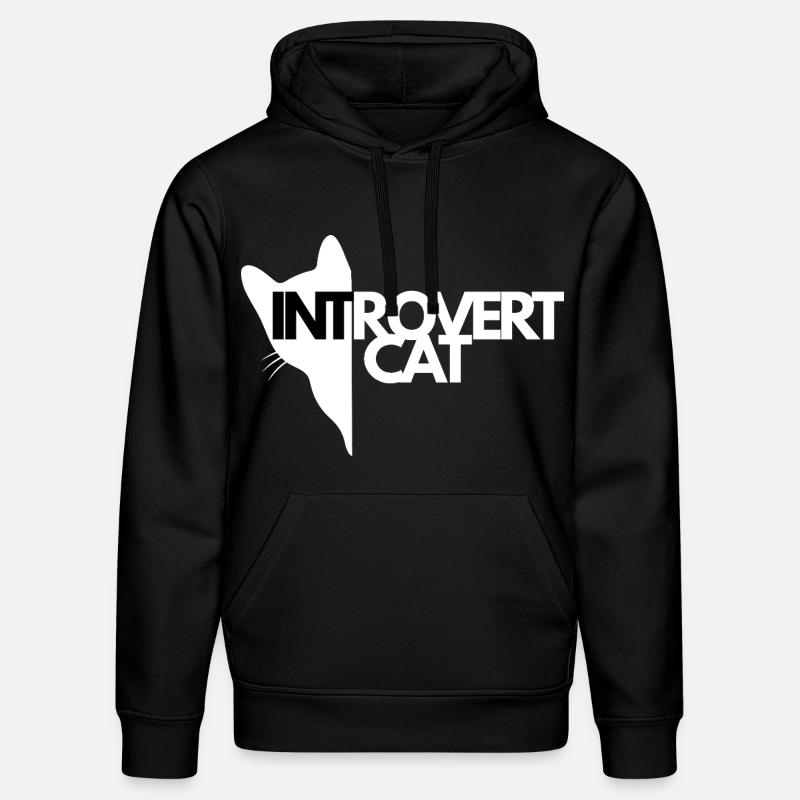 Chat Introverti Silhouette Contrastée - Sweat à capuche bio DRUMMER Stanley/Stella Unisexe - noir