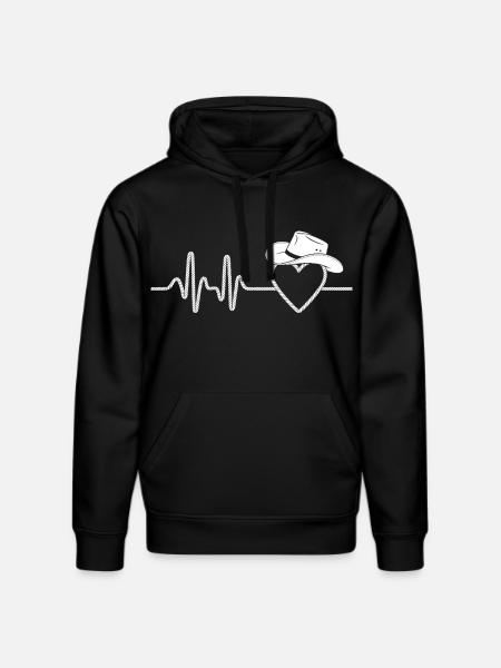 Heartbeat with Hat Silhouette - Stanley/Stella DRUMMER Unisex Organic Hoodie - black