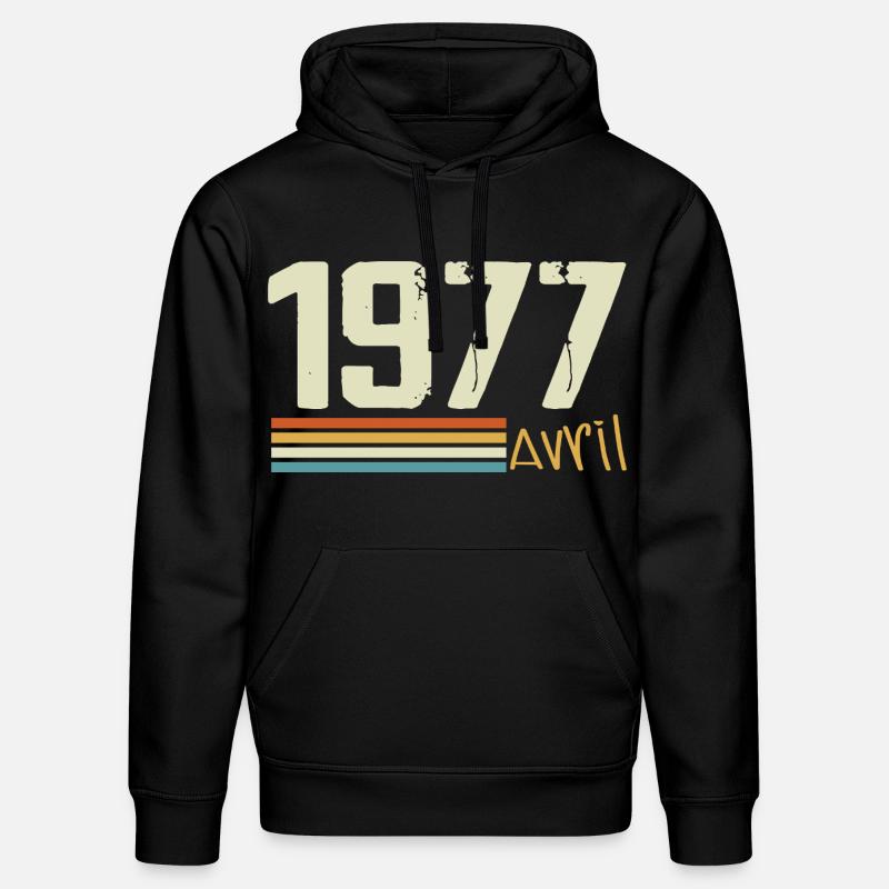 Né en avril 1977 - Sweat à capuche bio DRUMMER Stanley/Stella Unisexe - noir