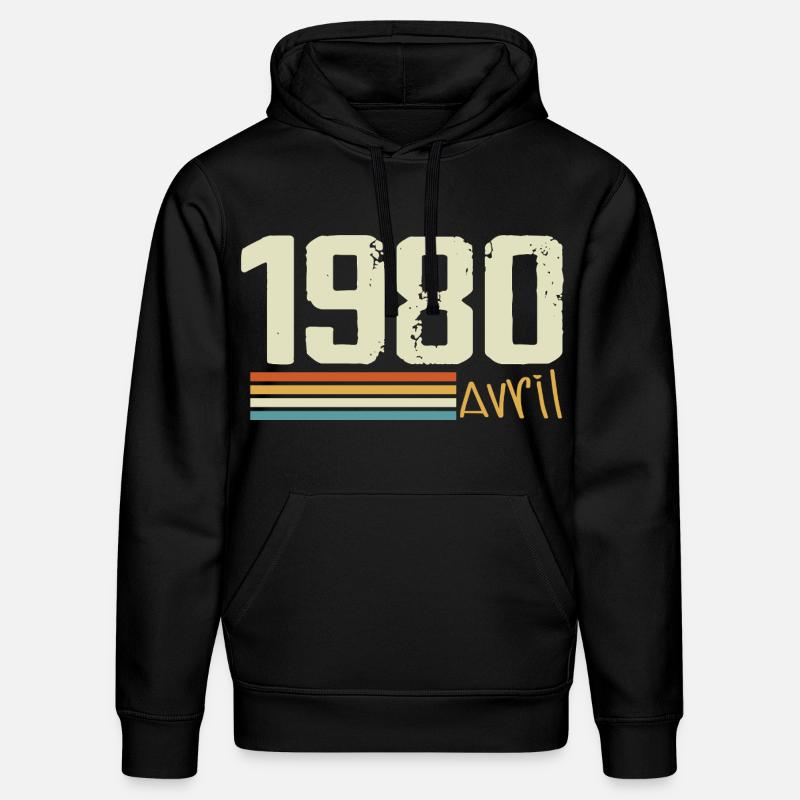 Né en avril 1980 - Sweat à capuche bio DRUMMER Stanley/Stella Unisexe - noir