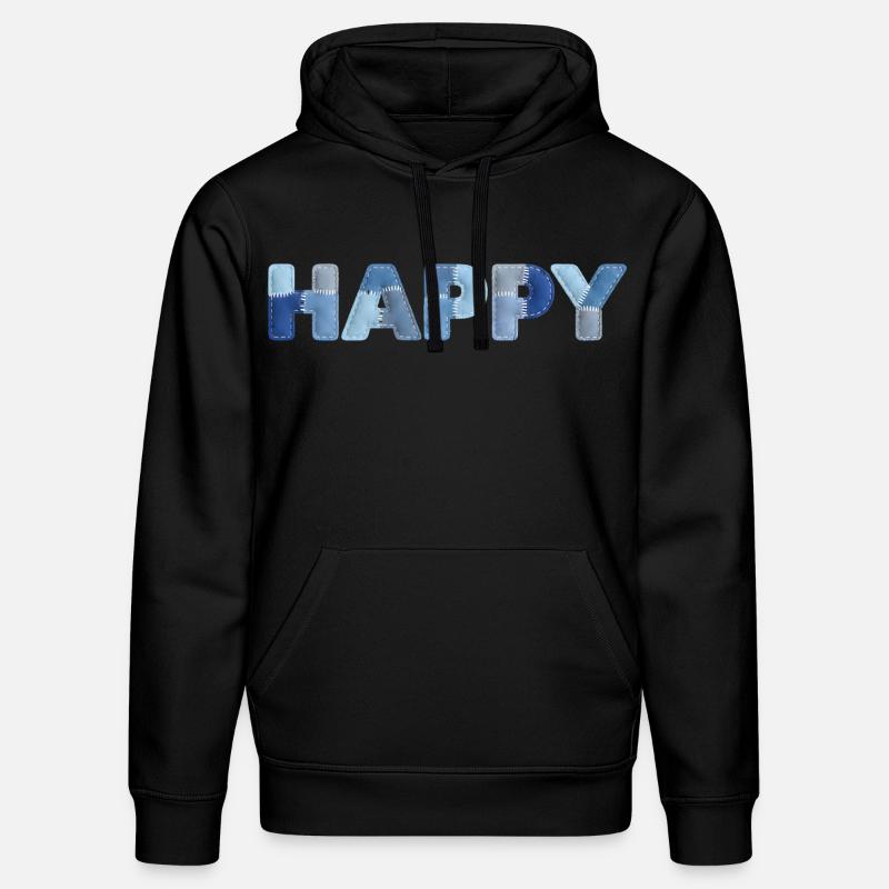 HAPPY Denim Patchwork neuer Trend - Stanley/Stella Unisex Bio-Hoodie DRUMMER  - Schwarz