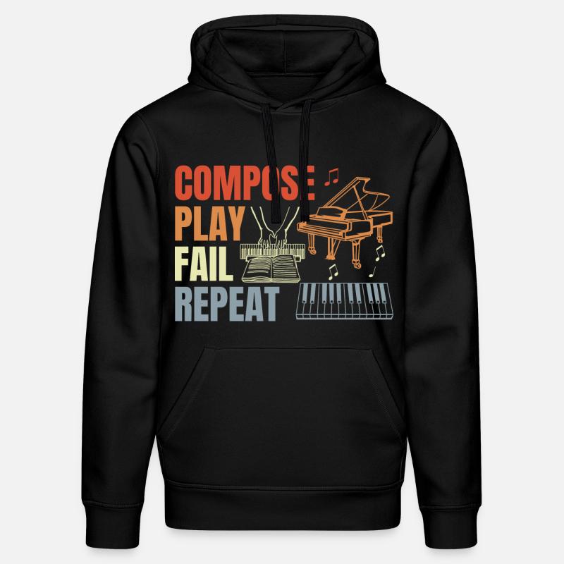 Routine de pianiste - Sweat à capuche bio DRUMMER Stanley/Stella Unisexe - noir