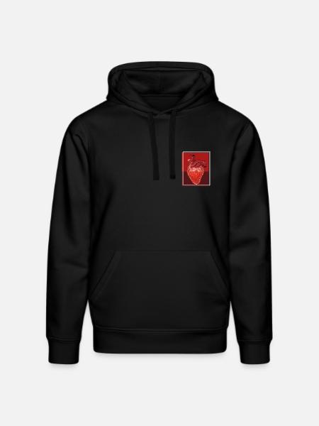 Heart Strawberry Fusion - Stanley/Stella DRUMMER Unisex Organic Hoodie - black