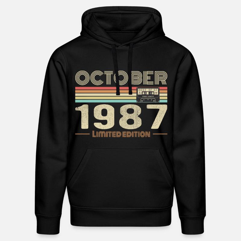 Anniversaire octobre 1987 - Birthday october 1987 - Sweat à capuche bio DRUMMER Stanley/Stella Unisexe - noir