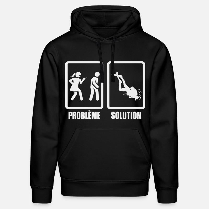 Humour couple problème solution plongée - Sweat à capuche bio DRUMMER Stanley/Stella Unisexe - noir