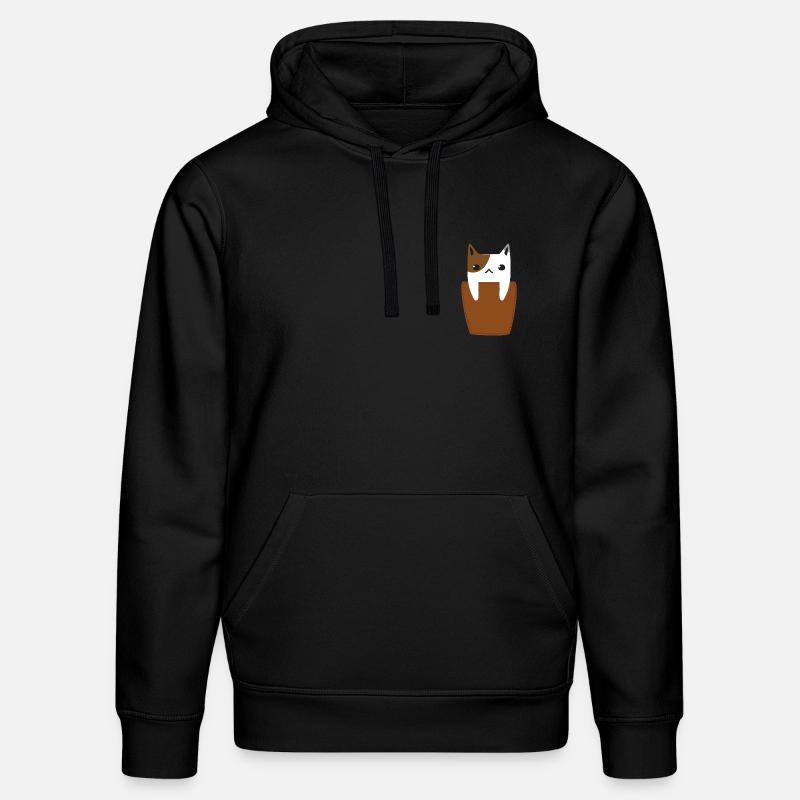 Poche poitrine avec chat - Sweat à capuche bio DRUMMER Stanley/Stella Unisexe - noir