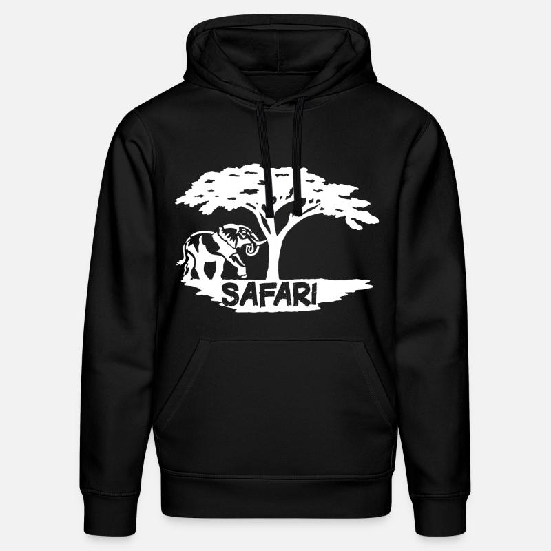Safari et éléphant blanc - Sweat à capuche bio DRUMMER Stanley/Stella Unisexe - noir