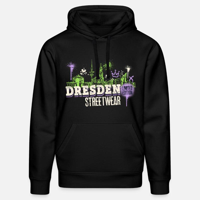 Dresde Skyline City Allemagne Graffiti - Sweat à capuche bio DRUMMER Stanley/Stella Unisexe - noir