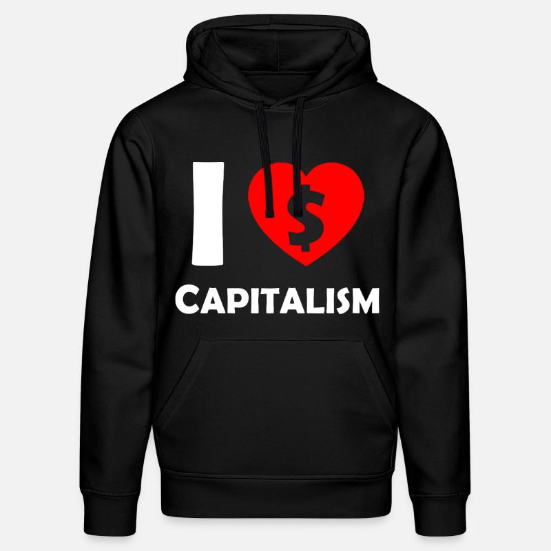 J’adore le capitalisme Heart Dollar - Sweat à capuche bio DRUMMER Stanley/Stella Unisexe - noir