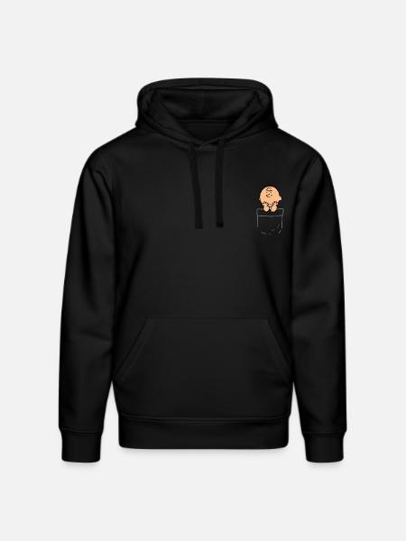 Peanuts Design Charlie Brown Pensive - Stanley/Stella DRUMMER Unisex Organic Hoodie - black