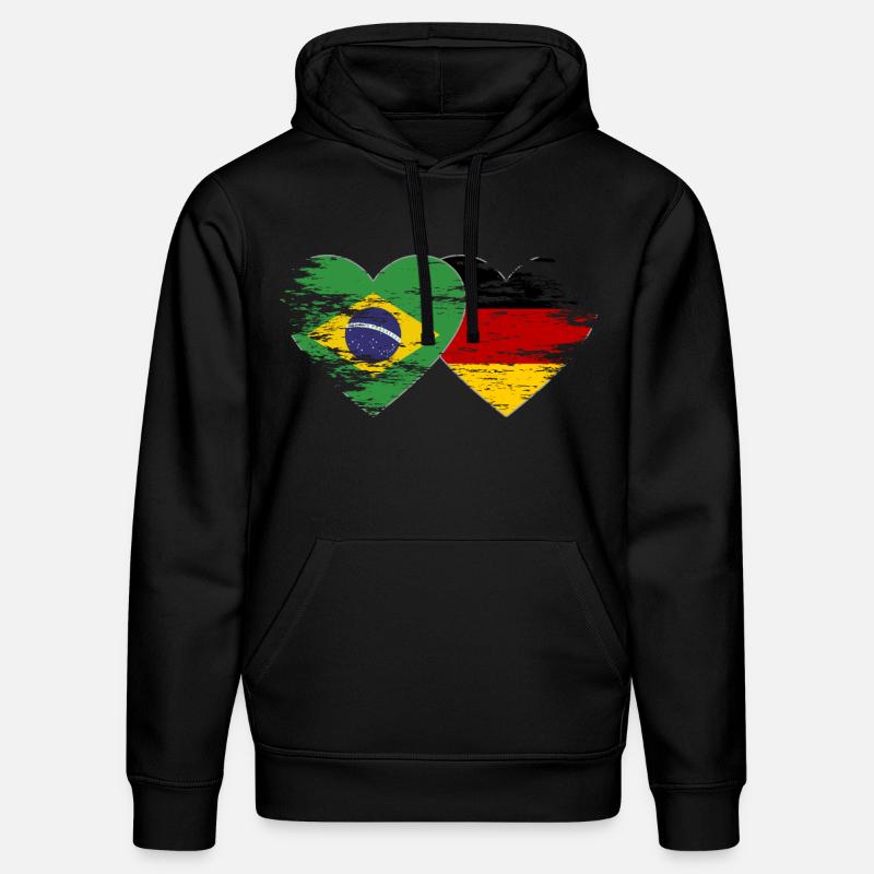 Brésil Allemagne drapeau utilisé coeur - Sweat à capuche bio DRUMMER Stanley/Stella Unisexe - noir
