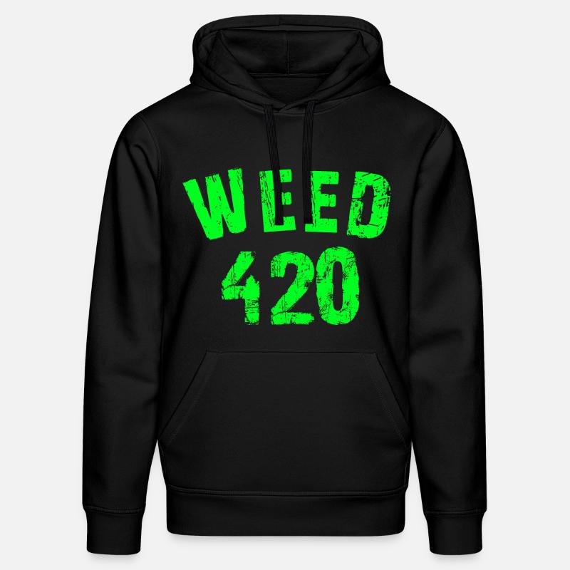 Motif 420 emblématique en vert fluo - Sweat à capuche bio DRUMMER Stanley/Stella Unisexe - noir