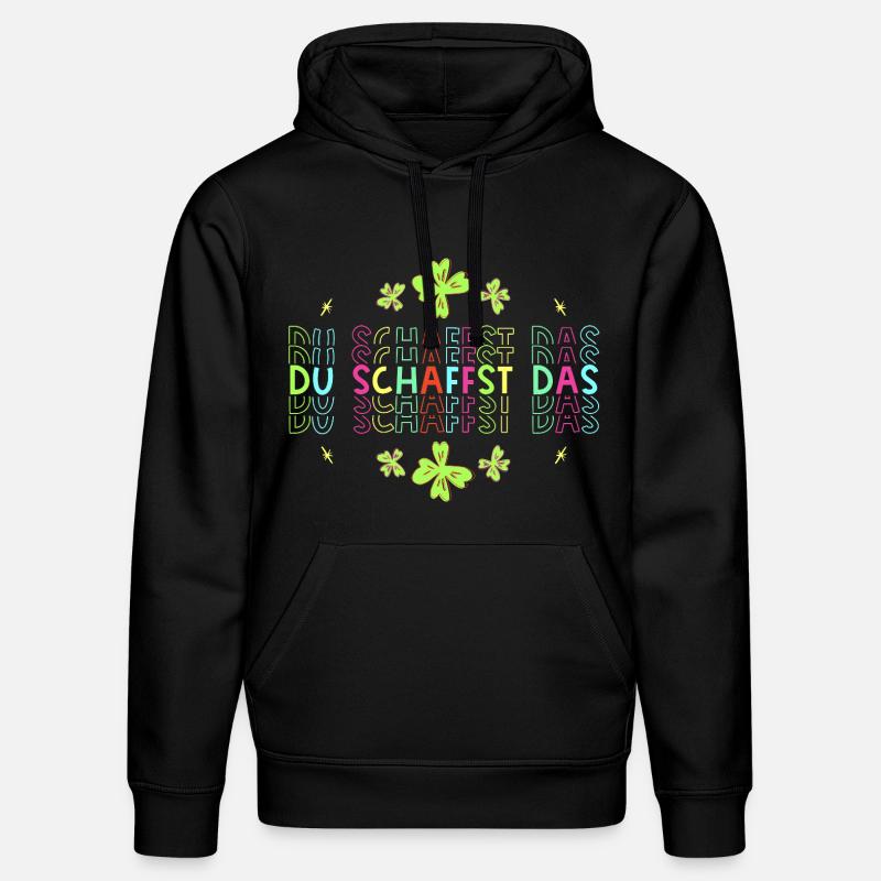 Du schaffst das! Glücksbringer Glücksklee neon - Stanley/Stella Unisex Bio-Hoodie DRUMMER - Schwarz