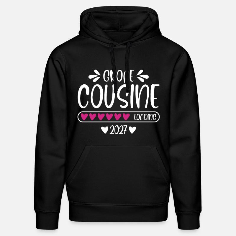 Große Cousine 2027 loading Herzchen Ladebalken - Stanley/Stella Unisex Bio-Hoodie DRUMMER  - Schwarz