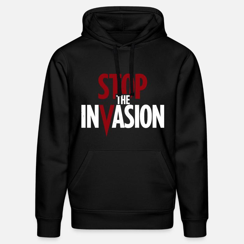 Arrêter l’invasion contre l’agression - Sweat à capuche bio DRUMMER Stanley/Stella Unisexe - noir