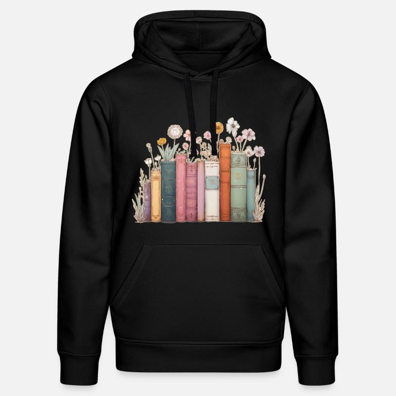 Livres avec des fleurs - Sweat à capuche bio DRUMMER Stanley/Stella Unisexe - noir
