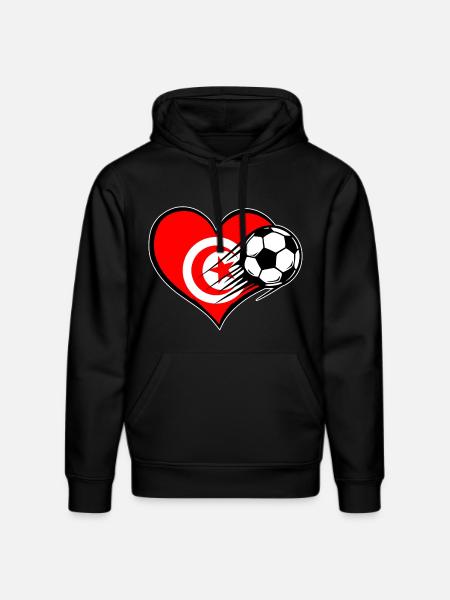 Tunisia Flag Football with Heart - Stanley/Stella DRUMMER Unisex Organic Hoodie - black