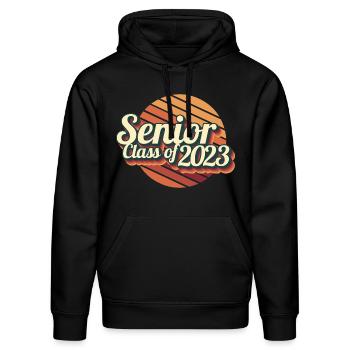 Senior Class Of 2023 Retro Graduation Party Geschenk - Stanley/Stella Unisex Bio-Hoodie DRUMMER  - Schwarz - Vorne - Marisol (170cm) & Nik (191cm)