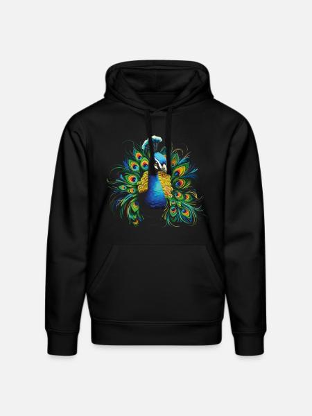 Pauw Pauw, pauwenveer, exotische, kleurrijke kleurrijke kunst - Stanley/Stella Uniseks bio-hoodie DRUMMER  - zwart