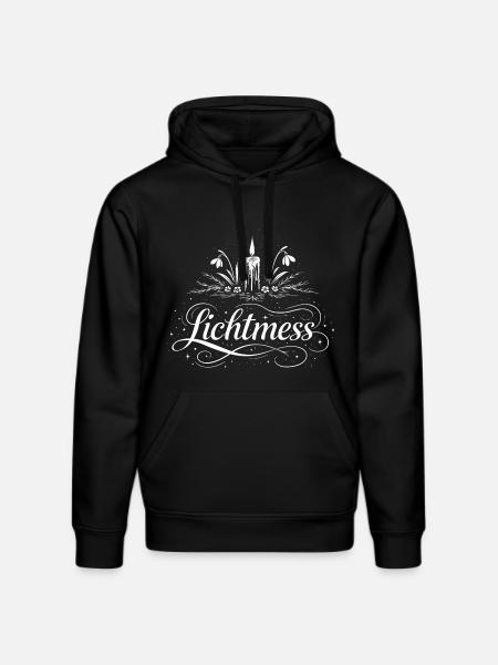 Candlemas Candle & Snowdrop Symbol - Stanley/Stella DRUMMER Unisex Organic Hoodie - black