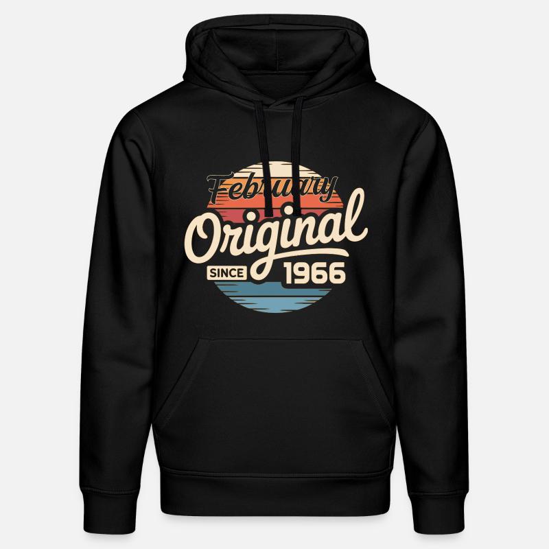 Février 1966 Cadeau d’anniversaire Février 1966 - Sweat à capuche bio DRUMMER Stanley/Stella Unisexe - noir