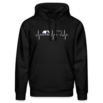 Herzschlag Panda EKG Bambusbär Herz Pandabär - Stanley/Stella Unisex Bio-Hoodie DRUMMER  - Schwarz - Vorne - Marisol (170cm) & Nik (191cm)