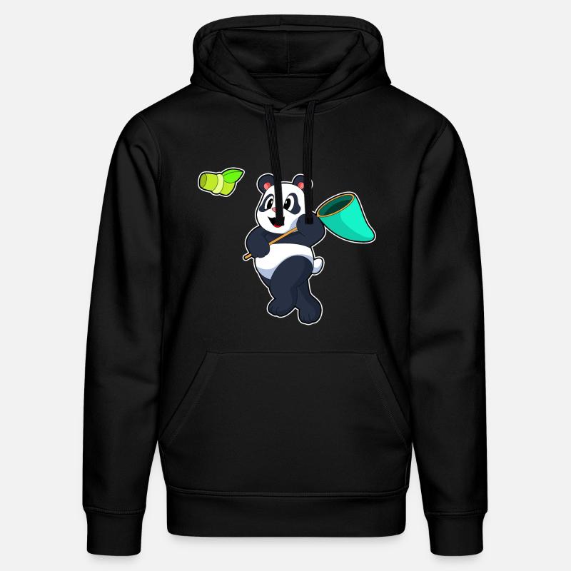 Panda Landing Net Bambou - Sweat à capuche bio DRUMMER Stanley/Stella Unisexe - noir