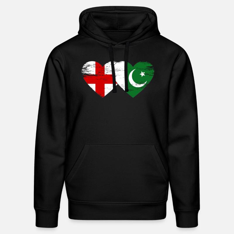 Angleterre Pakistan Drapeau Coeur - Sweat à capuche bio DRUMMER Stanley/Stella Unisexe - noir