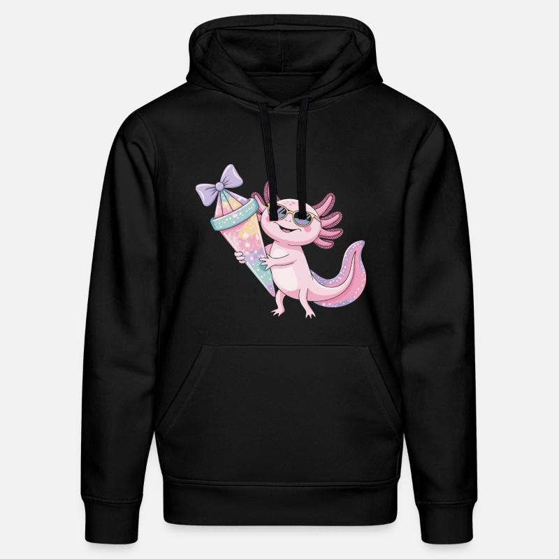 Fête glace Pink Axolotl - Sweat à capuche bio DRUMMER Stanley/Stella Unisexe - noir