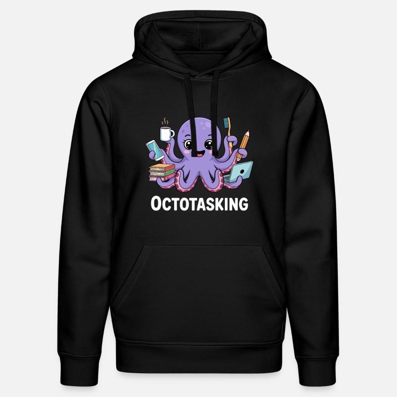 Octotasking Krake im Multitasking Modus - Stanley/Stella Unisex Bio-Hoodie DRUMMER - Schwarz