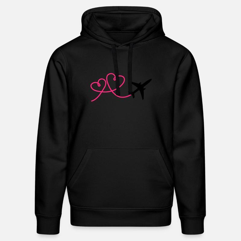 Flugzeug Flieger mit Herz - Stanley/Stella Unisex Bio-Hoodie DRUMMER  - Schwarz