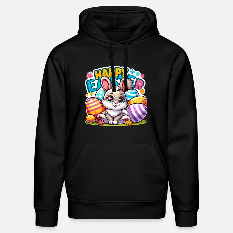 Happy Easter - Easter Bunny Illustration - Stanley/Stella DRUMMER Unisex Organic Hoodie - black