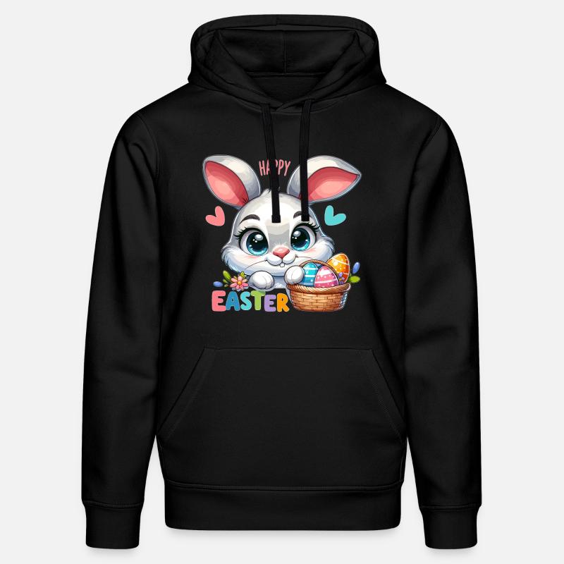 Happy Easter - Easter Bunny Illustration - Stanley/Stella DRUMMER Unisex Organic Hoodie - black