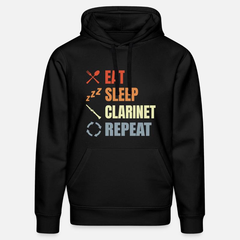 Manger Sommeil Clarinette Répéter - Sweat à capuche bio DRUMMER Stanley/Stella Unisexe - noir