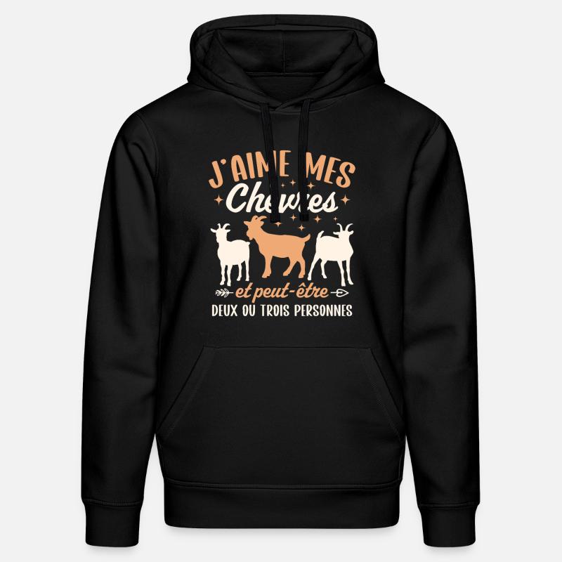 J'aime mes Chevres - Sweat à capuche bio DRUMMER Stanley/Stella Unisexe - noir