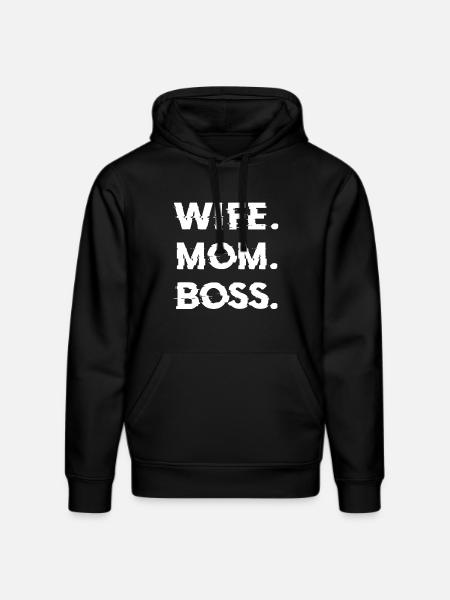 Wife Mom Boss Mothers Day Gift - Shirt - Stanley/Stella DRUMMER Unisex Organic Hoodie - black