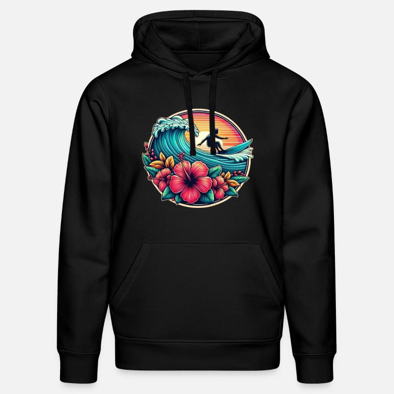 Logo du surfeur 2 - Sweat à capuche bio DRUMMER Stanley/Stella Unisexe - noir