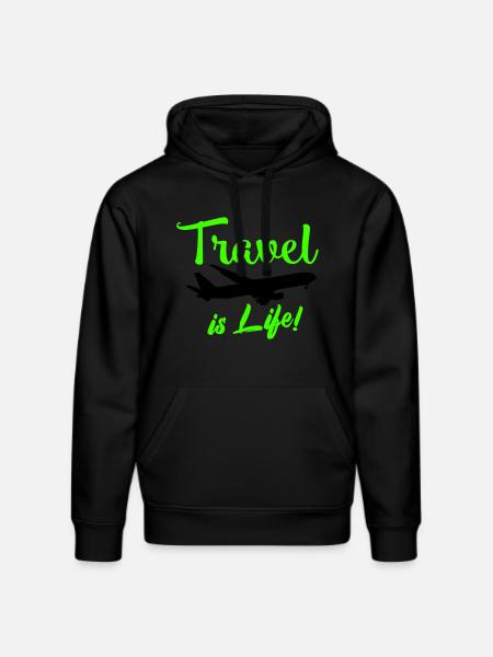 travel is life - Stanley/Stella DRUMMER Unisex Organic Hoodie - black