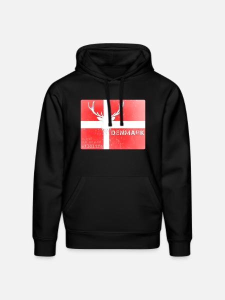 Danemark faune Drapeau Cerf - Sweat à capuche bio DRUMMER Stanley/Stella Unisexe - noir