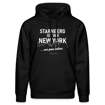 Starnberg ist wie New York - Stanley/Stella Unisex Bio-Hoodie DRUMMER  - Schwarz - Vorne - Marisol (170cm) & Nik (191cm)