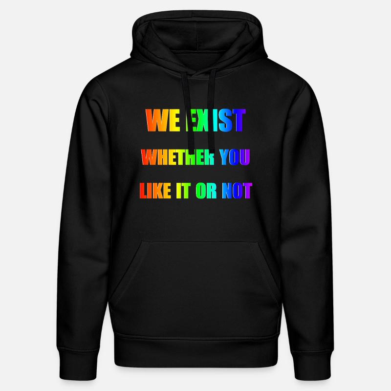 We Exist - Rainbow Gradient - Stanley/Stella DRUMMER Unisex Organic Hoodie - black